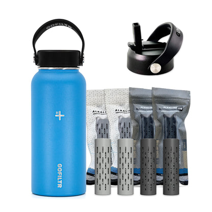 32 Oz Insulated Alkaline Water Bottle - Generates 9.5 pH Alkaline Water