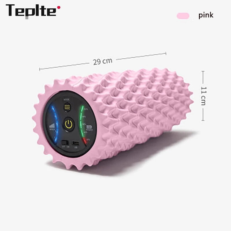 Electric Foam Roller with Vibration Massage – 4 Speed Rechargeable Column for Deep Tissue Muscle Relaxation – Ideal for Home Gym and Yoga