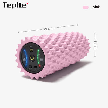 Electric Foam Roller with Vibration Massage – 4 Speed Rechargeable Column for Deep Tissue Muscle Relaxation – Ideal for Home Gym and Yoga