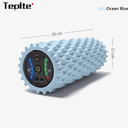 Electric Foam Roller with Vibration Massage – 4 Speed Rechargeable Column for Deep Tissue Muscle Relaxation – Ideal for Home Gym and Yoga