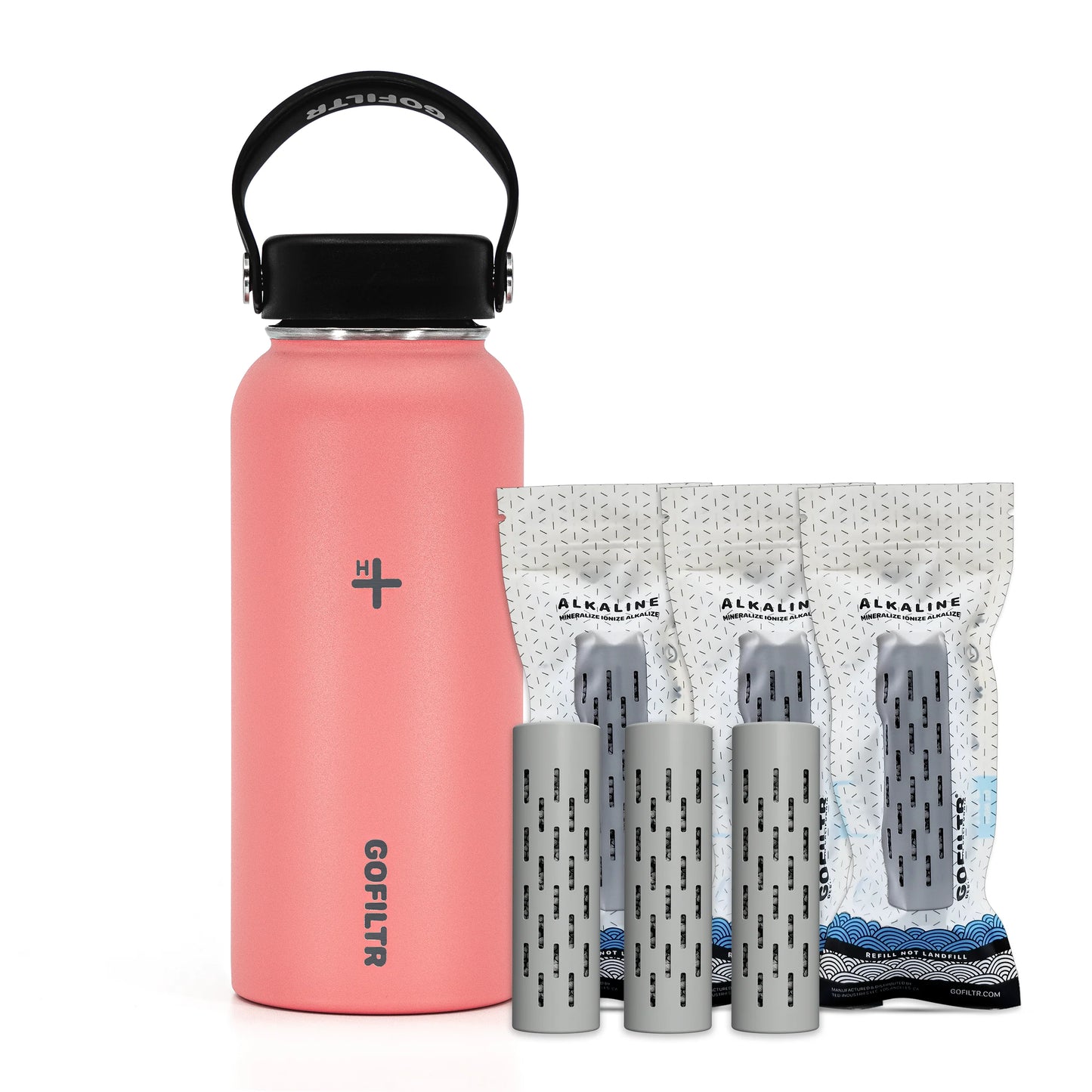 32 Oz Insulated Alkaline Water Bottle - Generates 9.5 pH Alkaline Water
