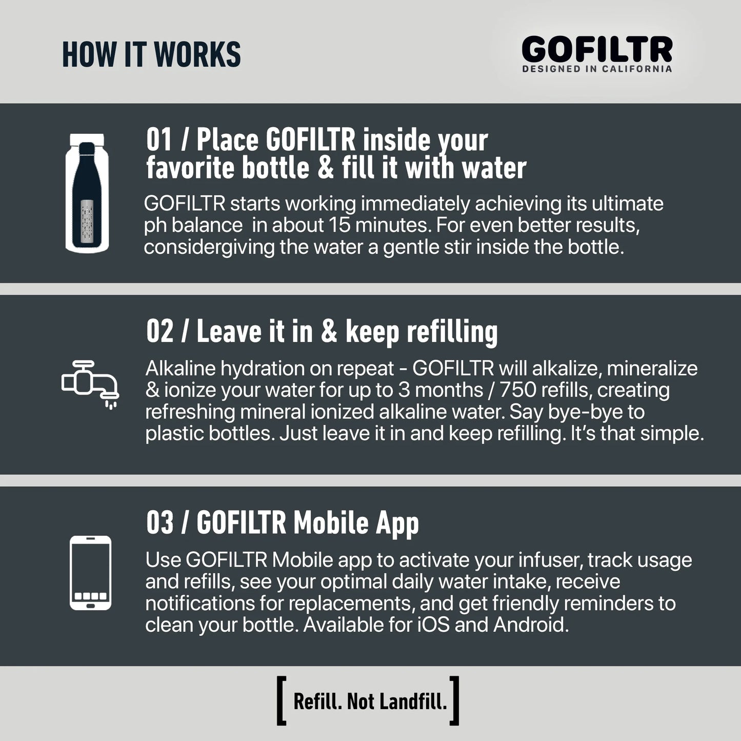 32 Oz Insulated Alkaline Water Bottle - Generates 9.5 pH Alkaline Water