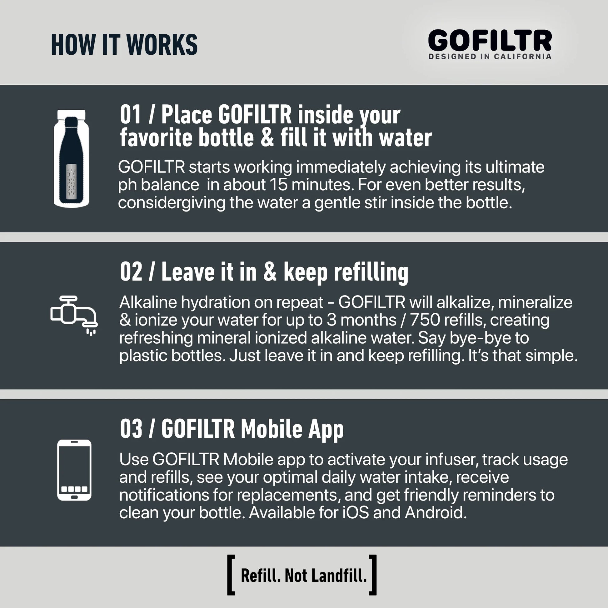 32 Oz Insulated Alkaline Water Bottle - Generates 9.5 pH Alkaline Water