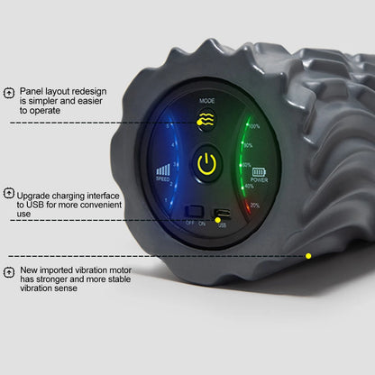 Electric Foam Roller with Vibration Massage – 4 Speed Rechargeable Column for Deep Tissue Muscle Relaxation – Ideal for Home Gym and Yoga