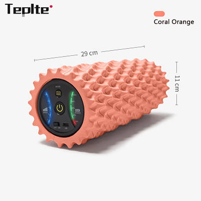 Electric Foam Roller with Vibration Massage – 4 Speed Rechargeable Column for Deep Tissue Muscle Relaxation – Ideal for Home Gym and Yoga