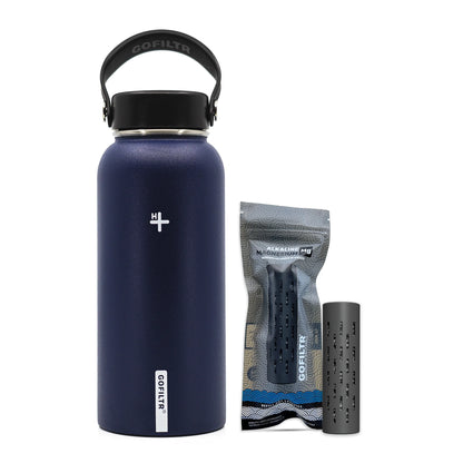 32 Oz Insulated Alkaline Water Bottle - Generates 9.5 pH Alkaline Water