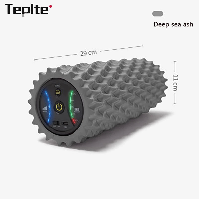 Electric Foam Roller with Vibration Massage – 4 Speed Rechargeable Column for Deep Tissue Muscle Relaxation – Ideal for Home Gym and Yoga