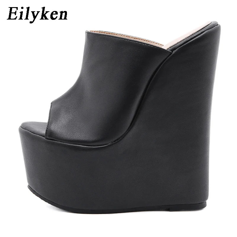 Eilyken Peep Toe Platform Wedge Slippers Super High Heels Size 35-42