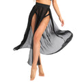 Sheer See Through Chiffon Maxi Skirt With High Split Flowy