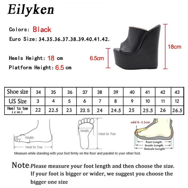 Eilyken Peep Toe Platform Wedge Slippers Super High Heels Size 35-42