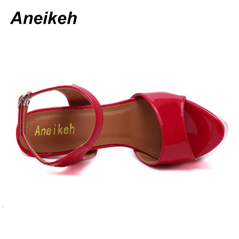 Aneikeh Big Size 41-46 16CM Platform Gladiator High Heel Pumps