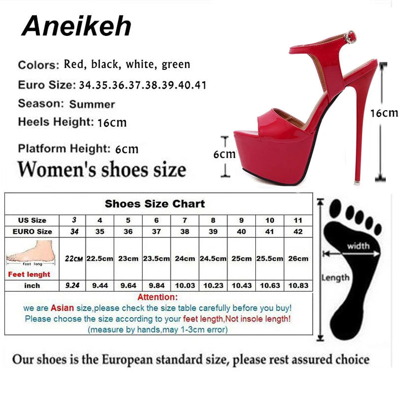Aneikeh Big Size 41-46 16CM Platform Gladiator High Heel Pumps