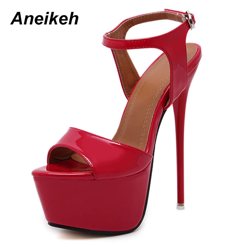 Aneikeh Big Size 41-46 16CM Platform Gladiator High Heel Pumps