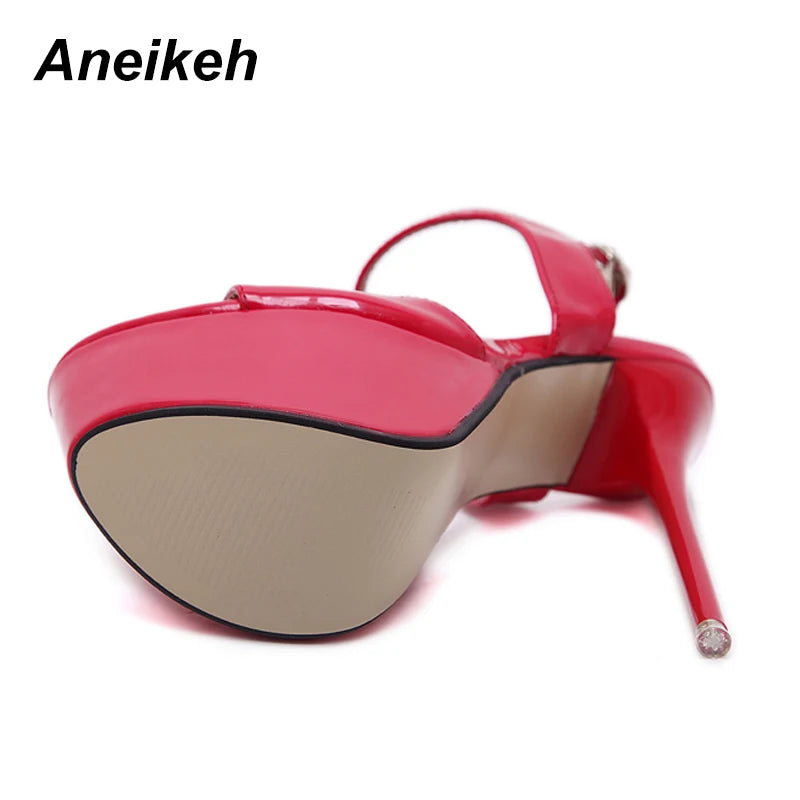 Aneikeh Big Size 41-46 16CM Platform Gladiator High Heel Pumps