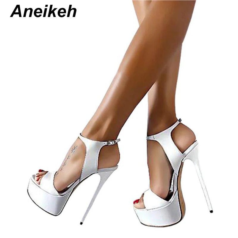 Aneikeh Big Size 41-46 16CM Platform Gladiator High Heel Pumps