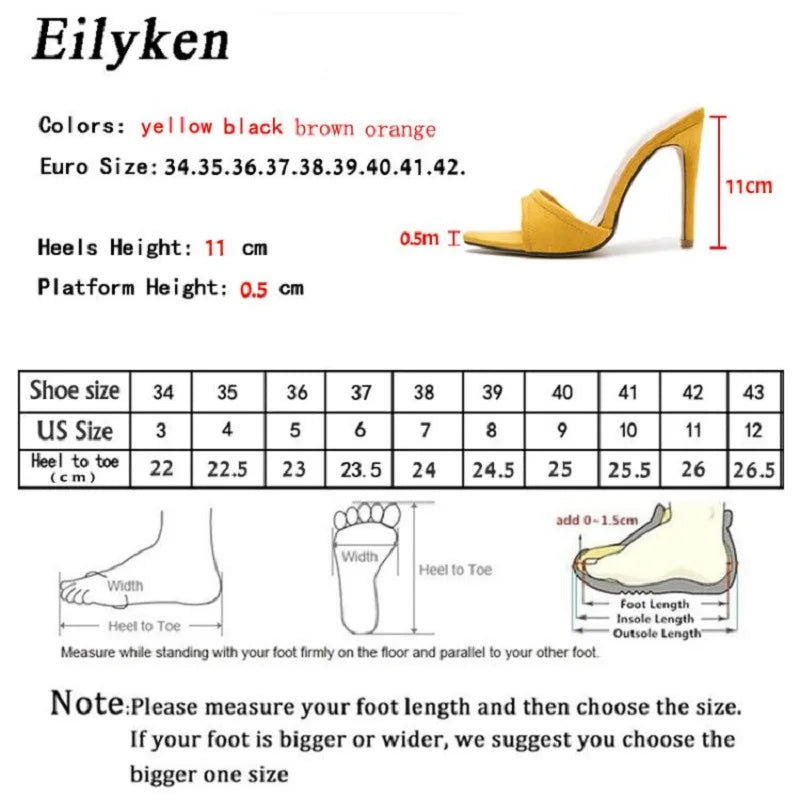 Eilyken Fashion Women Slippers Pointed Toe High Heels Sandals Stripper Party Slides Size 35-42
