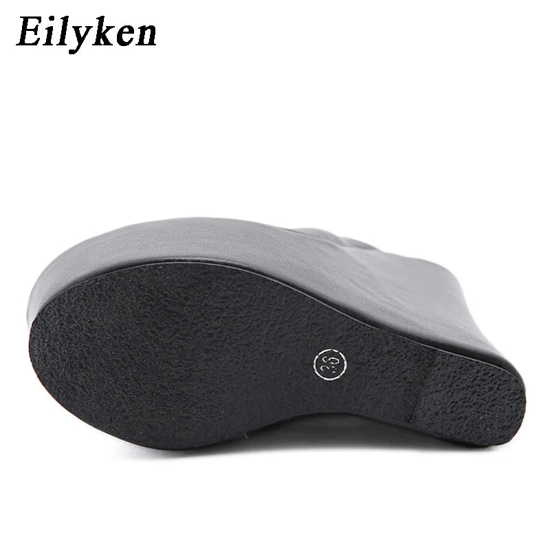 Eilyken Peep Toe Platform Wedge Slippers Super High Heels Size 35-42