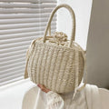 Women's Small Rattan Woven Basket Beach Tote