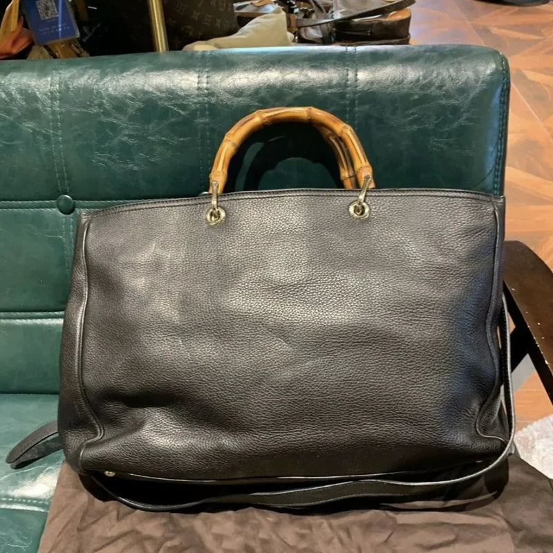 England Style Tote Bag with Bamboo Handle