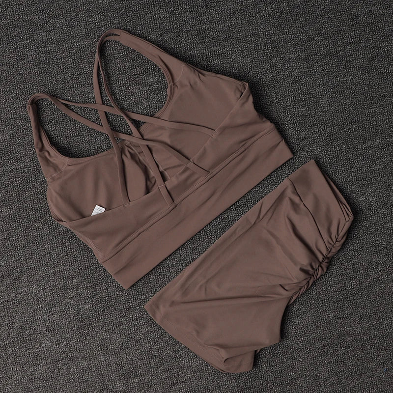 V-Back Sports Bra & High Waist Shorts Set