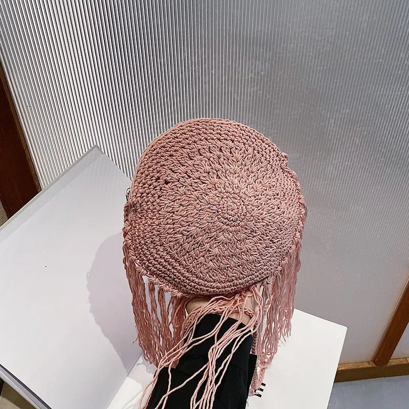 Handmade Cotton Woven Tassel Crossbody Bag for Women