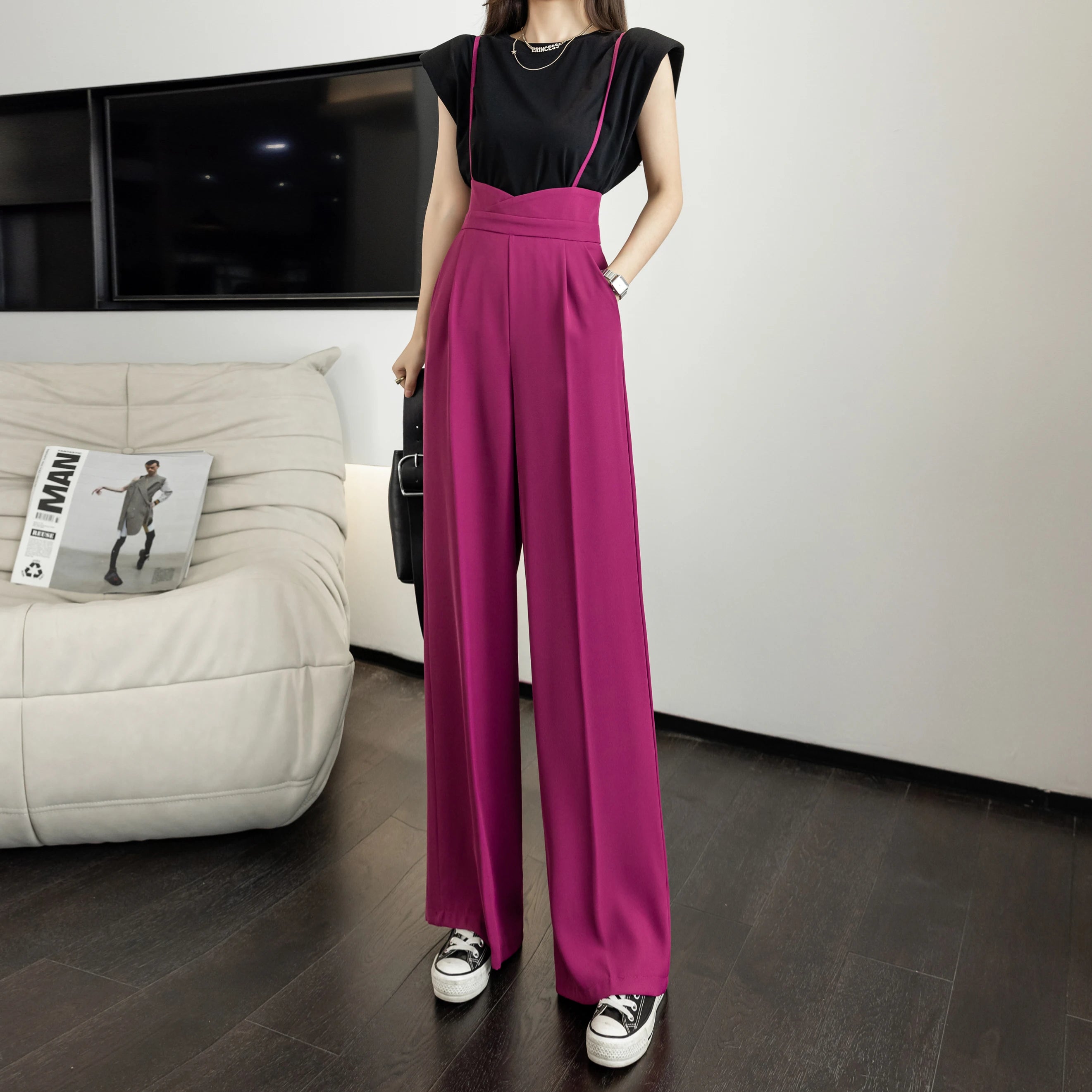 High Waist Straight Leg Jumpsuit
