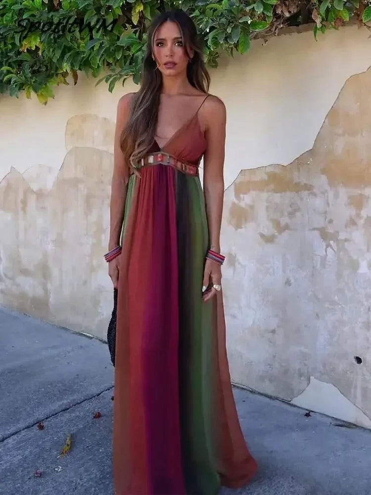 Y2K Halter Bandage Maxi Dress