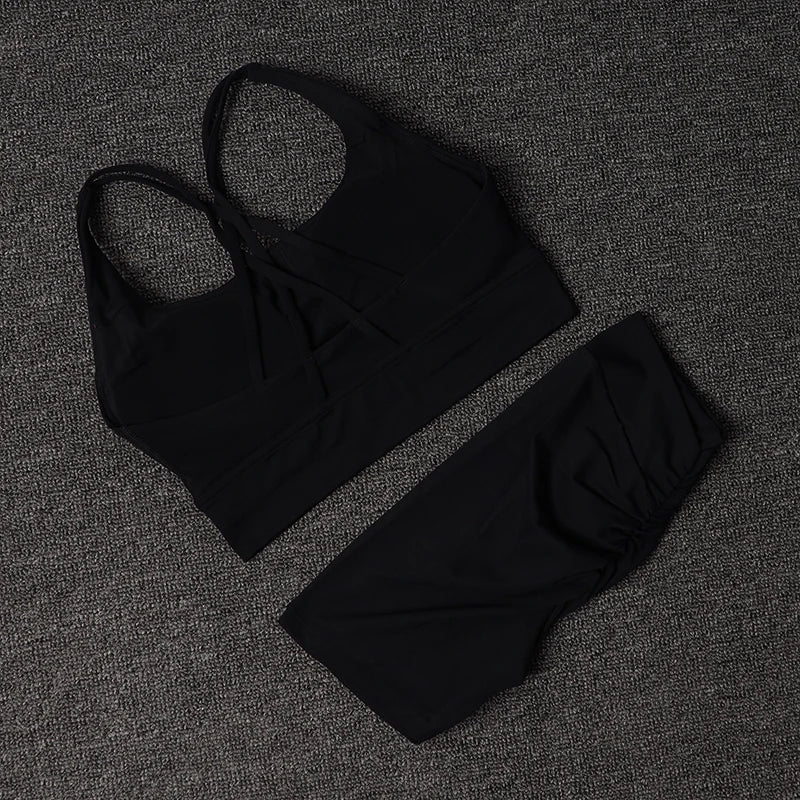 V-Back Sports Bra & High Waist Shorts Set