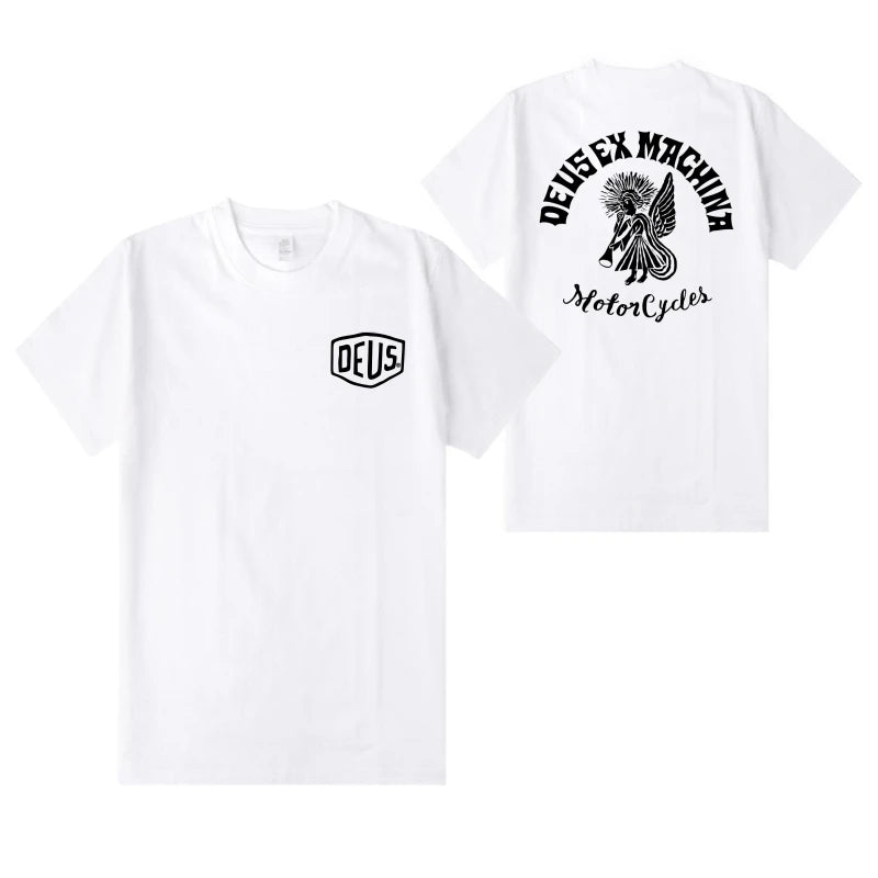 2024 Unisex Harajuku DEUS EX MACHINA T-Shirt Hip Hop Oversized Streetwear Vintage Printed Short Sleeve Summer Cotton Male Tops