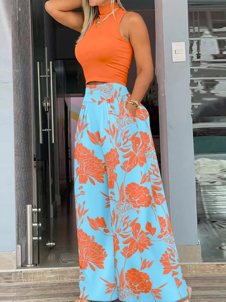 Sleeveless Tank & Wide Leg Pants Set