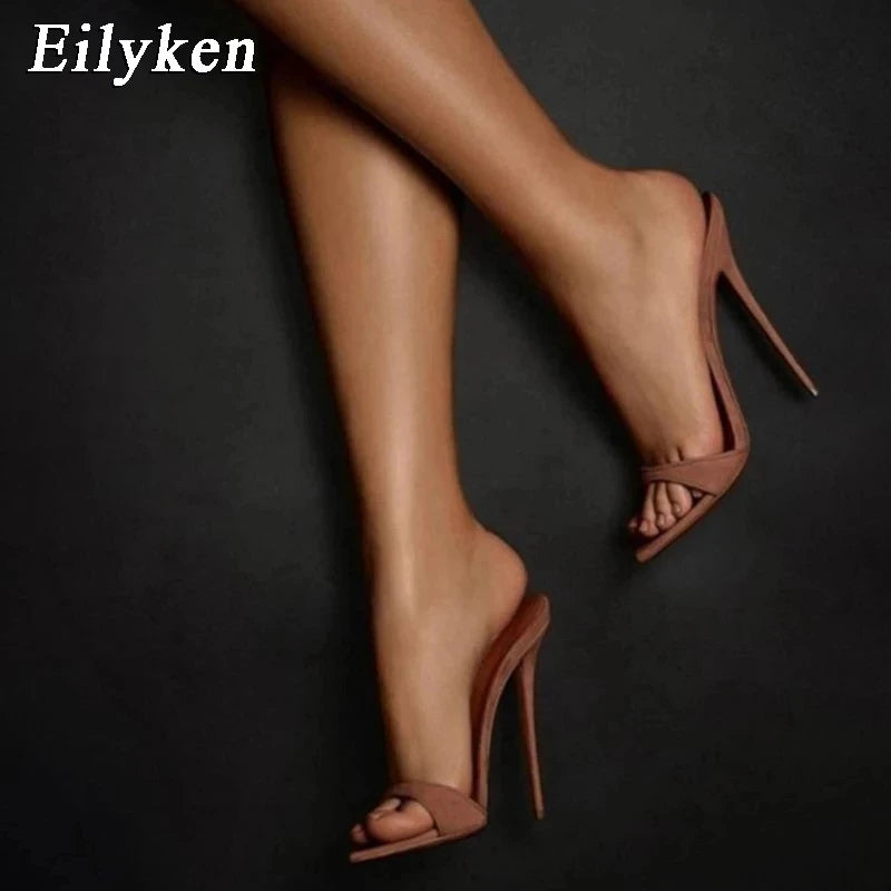 Eilyken Fashion Women Slippers Pointed Toe High Heels Sandals Stripper Party Slides Size 35-42