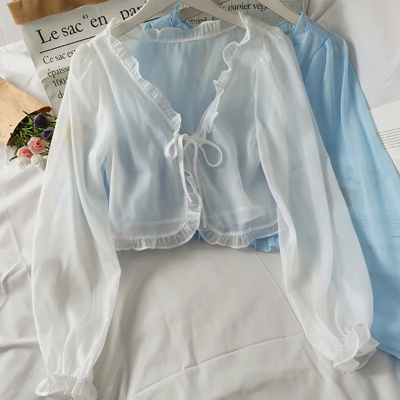 Lace Bow Ruffle Sun-Protection Cardigan