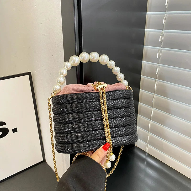 Pearl Beads Chain Crossbody Evening Clutch for Women