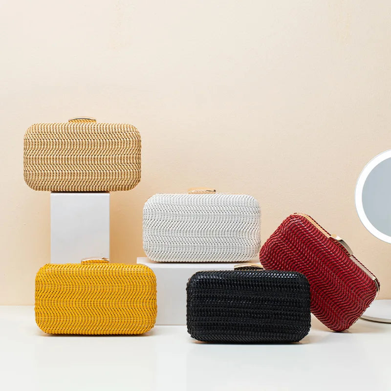 Casual Woven Straw Clutch Shoulder Bag for Women