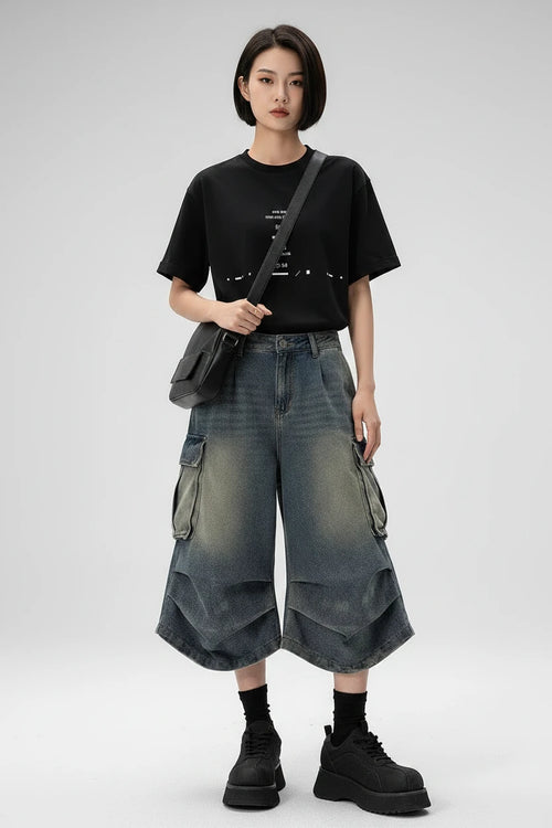 Camo Loose Cargo Capri Shorts