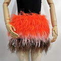 True ostrich feather Multicolor Mini Skirt Elastic Waist  Sexy Clothing Club Party Dance Rave Short Skirt Note select 3 colors