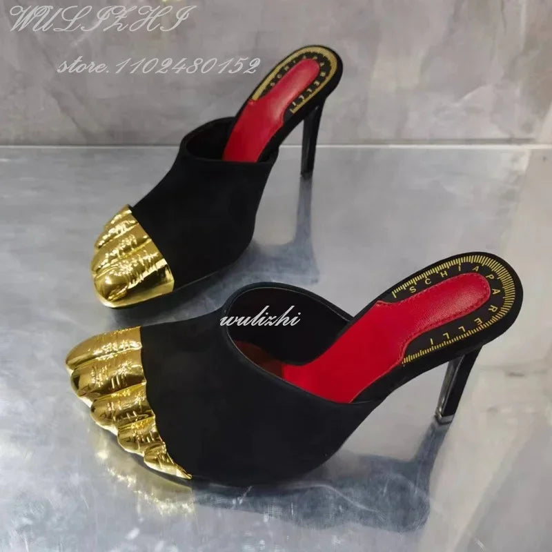 Big Bow Metallic Split Toe Stiletto Heels with Ankle Strap