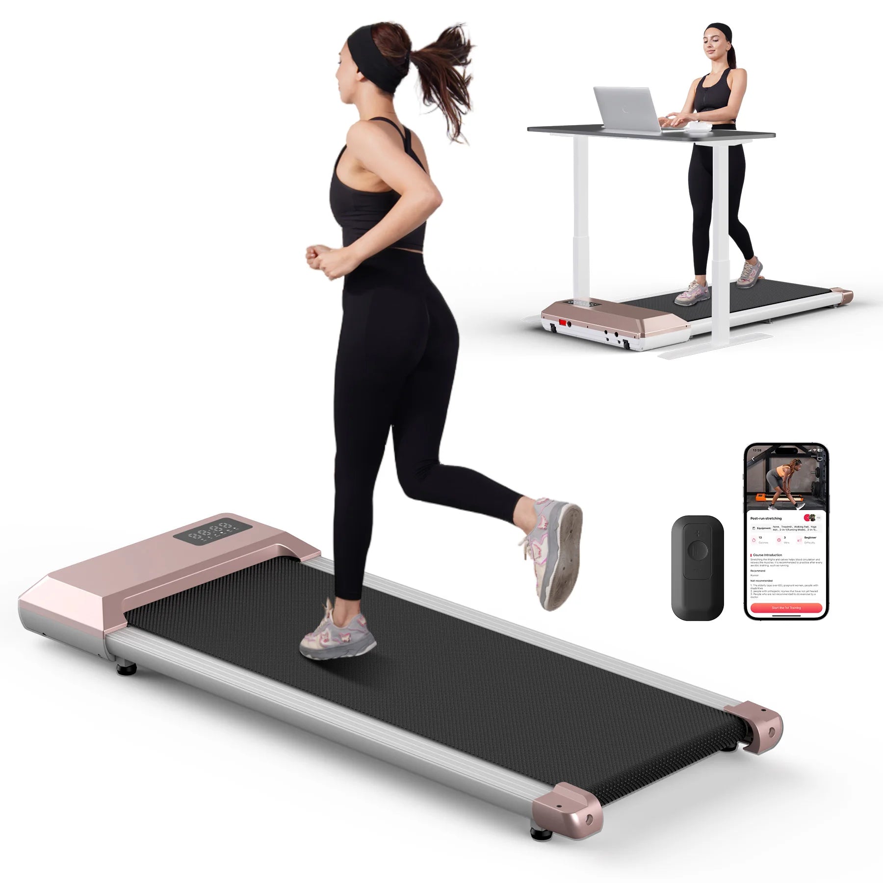 300lbs Treadmill for Home 2.5HP Treadmills Walking Pad LCD Digital Data Display 2in1 Walking Running Fitness Exercise Machine