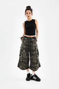 Camo Loose Cargo Capri Shorts