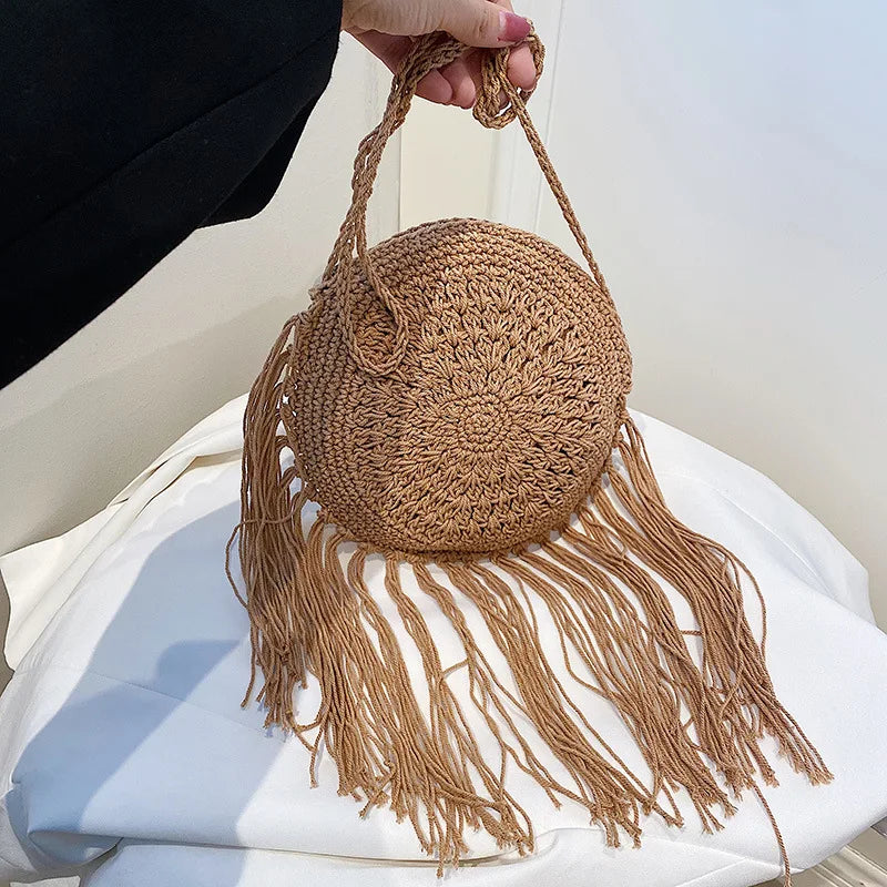 Handmade Cotton Woven Tassel Crossbody Bag for Women