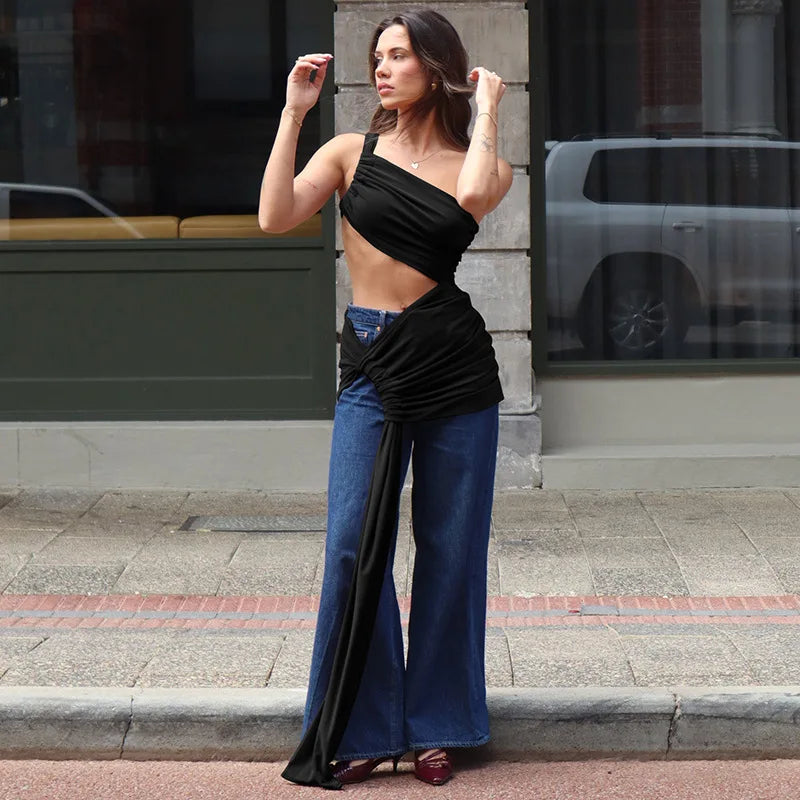 Backless Crop Top & Side Slit Skirt Set