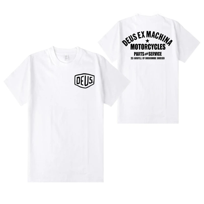 2024 Unisex Harajuku DEUS EX MACHINA T-Shirt Hip Hop Oversized Streetwear Vintage Printed Short Sleeve Summer Cotton Male Tops