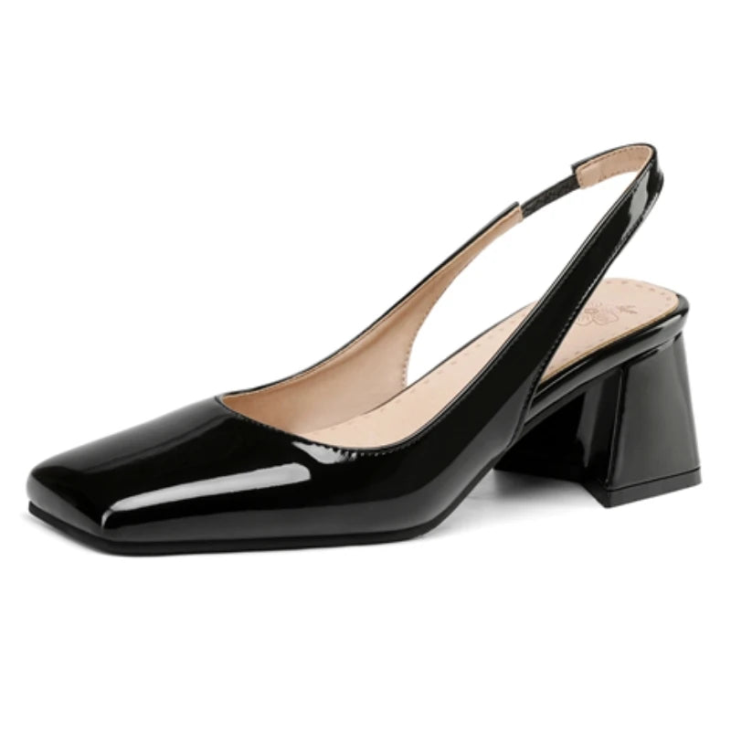 Women's Block Heels Pumps Elegant Summer Sandals Close Toe Slingback Office Wedding Dress Shoes