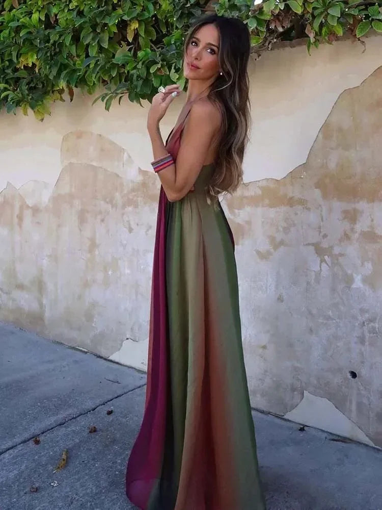 Y2K Halter Bandage Maxi Dress