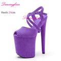 Black Matte 20cm Stripper Pole Dance Platform High Heel Cross Strap Sandals