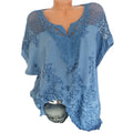 White Lace Patchwork Short Sleeve Blouse