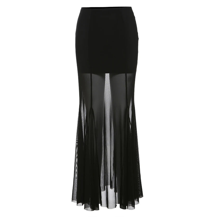 Sheer Mesh Fitted Mini Skirt
