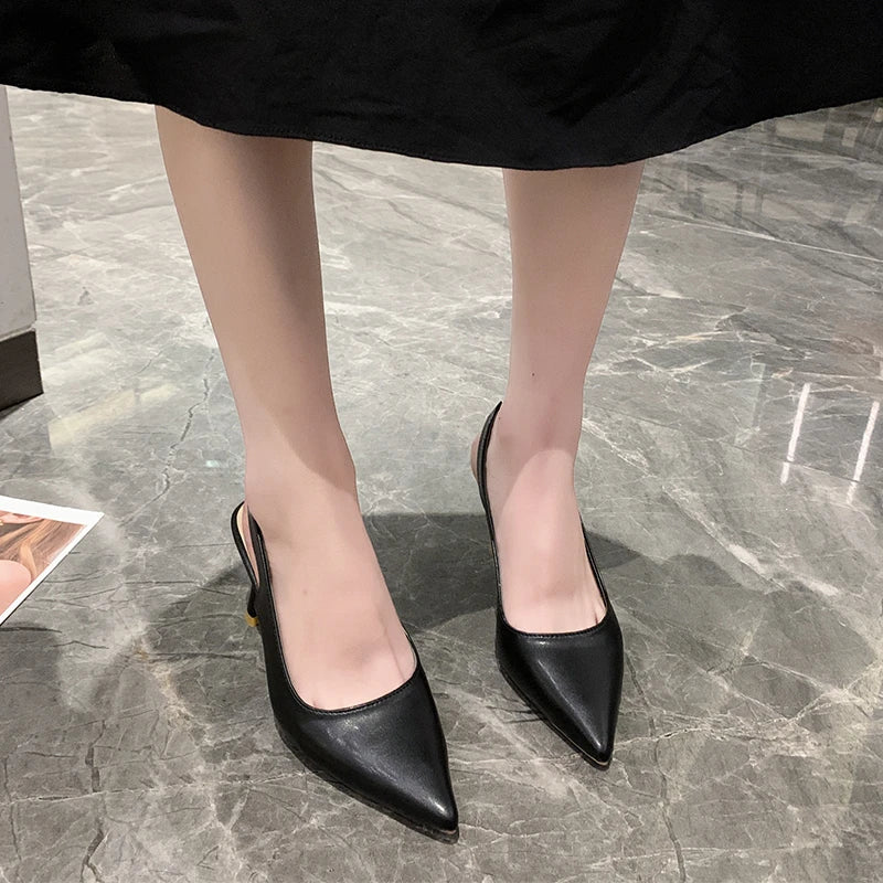 2024 Summer Casual Pointed Toe Stiletto Sandals Elegant Banquet High Heels