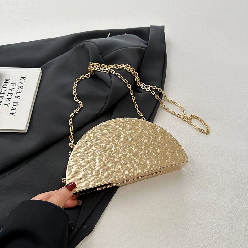 Luxury Golden Evening Bag with Chain Strap for Women
