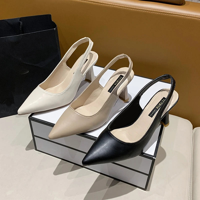2024 Summer Casual Pointed Toe Stiletto Sandals Elegant Banquet High Heels